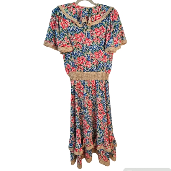 VTG c.1980's Diane Freis Gorgette Floral Free-Size Dress, Size Medium or Large? - Picture 4 of 8